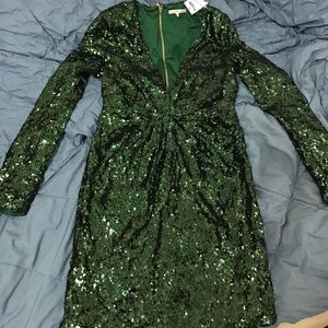 Green sequin mini dress