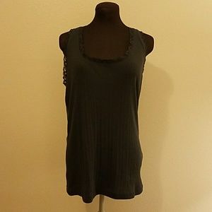 Eddie Bauer Lace Ribbed Navy Tank Top