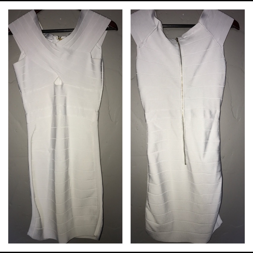 White bandage bebe dress