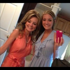 Melon colored sleeveless dress