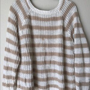 Knit Striped Sweater with Back Zipper