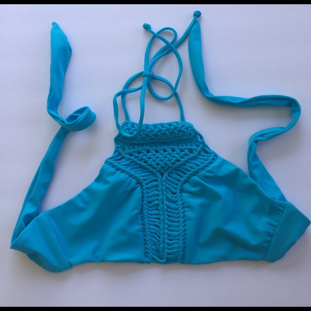 Beach Riot Aqua Blue Swim Top Triangle Halter