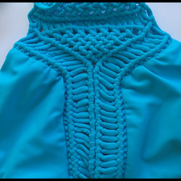 Beach Riot Aqua Blue Swim Top Triangle Halter - Picture 2 of 3