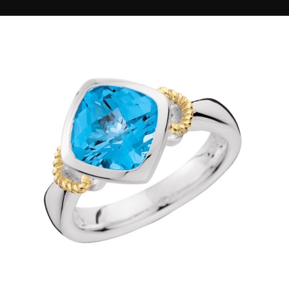 18k and 925 SS Ring by Lorenzo 2ct Blue Topaz