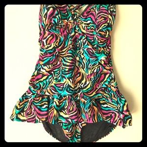 Rainbow Zebra Torrid Swim Dress