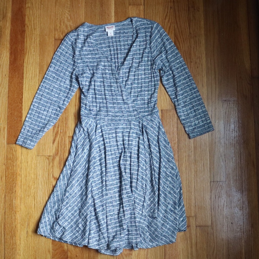 Blue Striped Surplice Dress