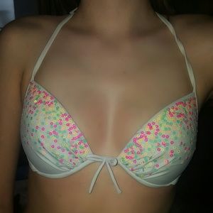 Victorias secret push up sequin bikini top 32b