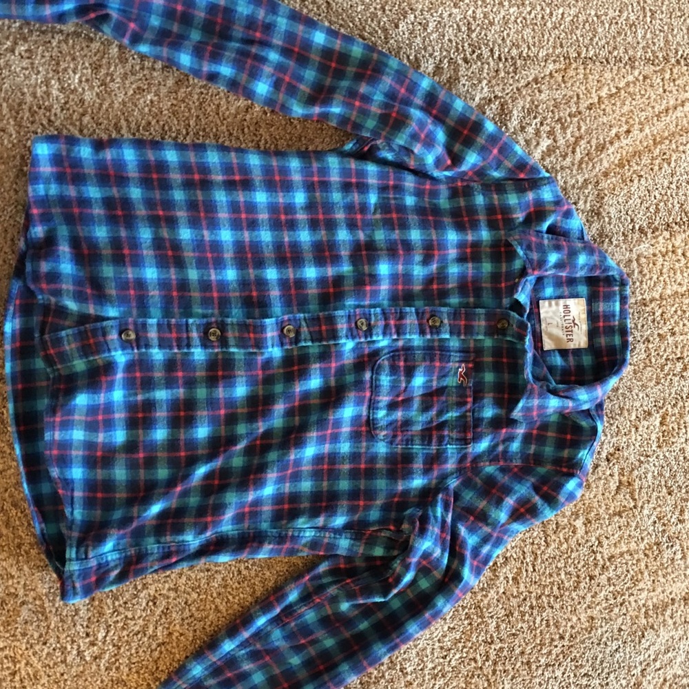 Red and blue Hollister button down shirt