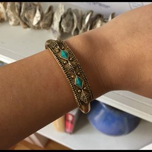 Lucky brand gold tone and turquoise cuff