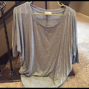 plain gray flowy top- tight bottom