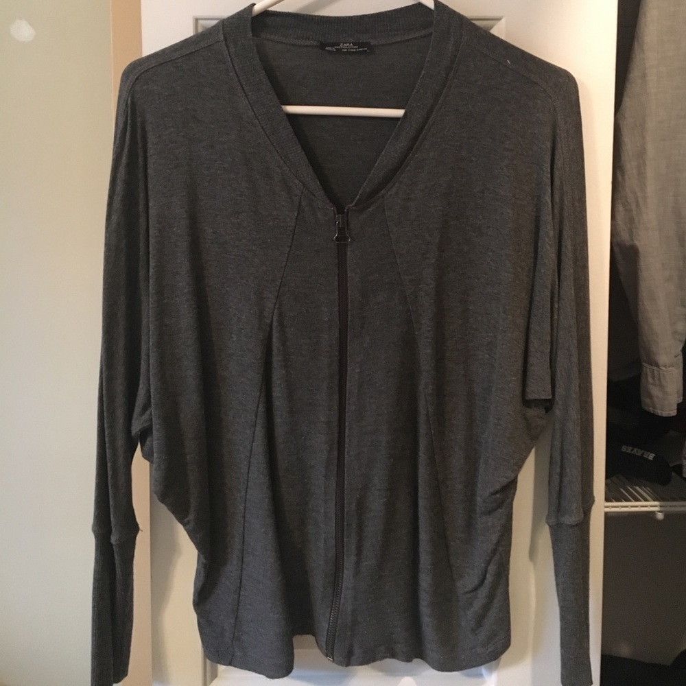 Grey zip up cotton sweater