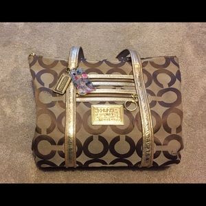 Coach tote metallic gold
