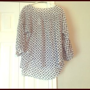 LOFT  White and blue blouse size medium