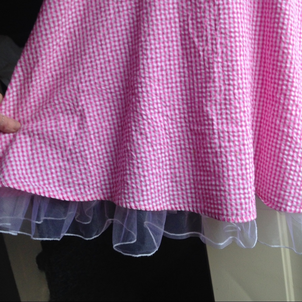 Pink n white gingham Lrg