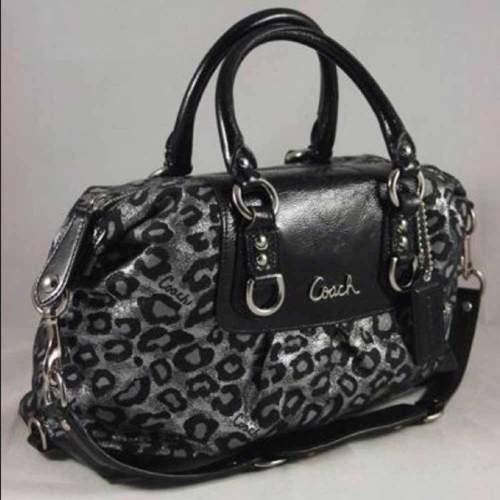 Coach ashley ocelot black and silver purse