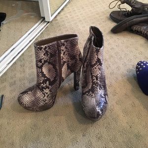 NEVER WORN Faux snake skin booties