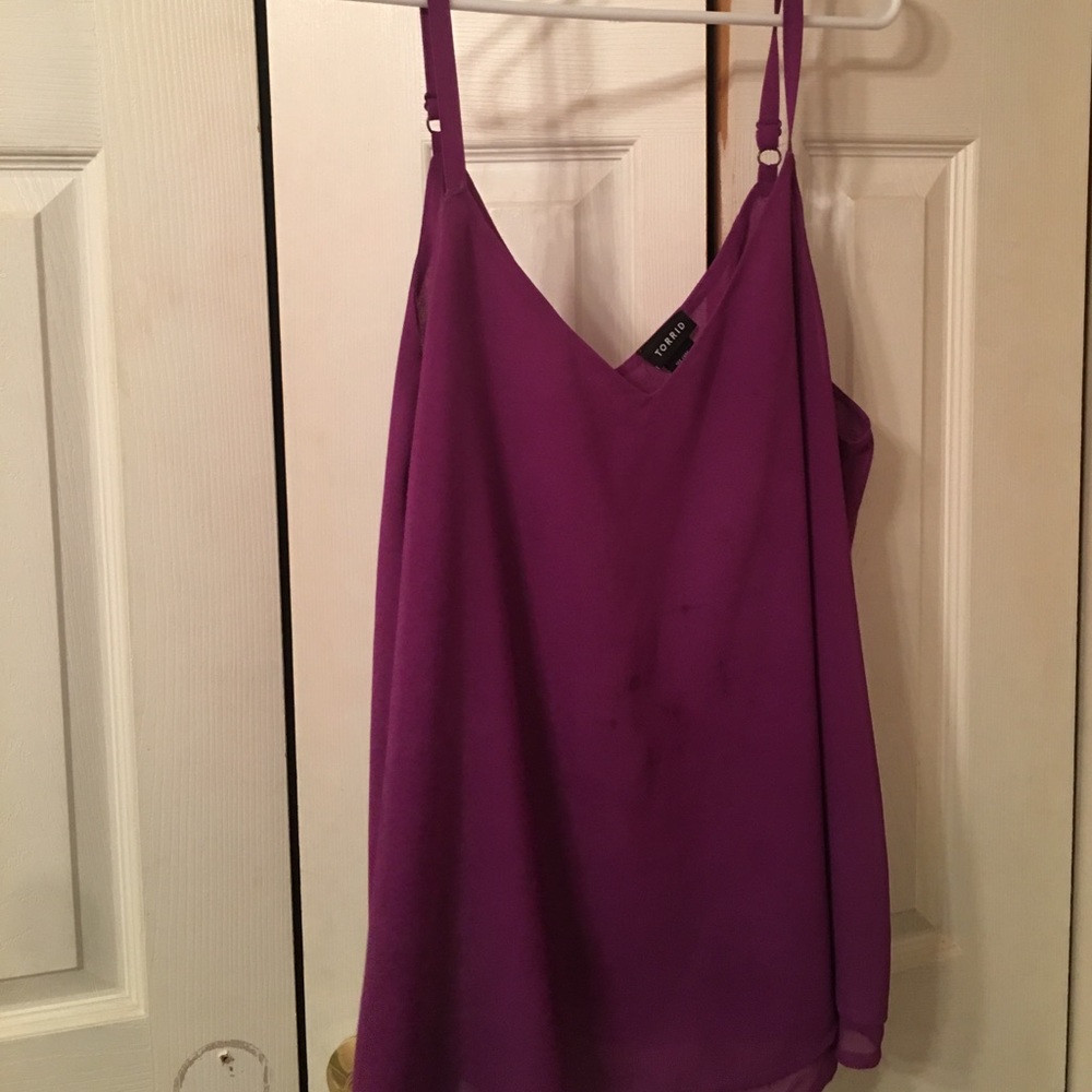 Purple low cut chiffon shirt