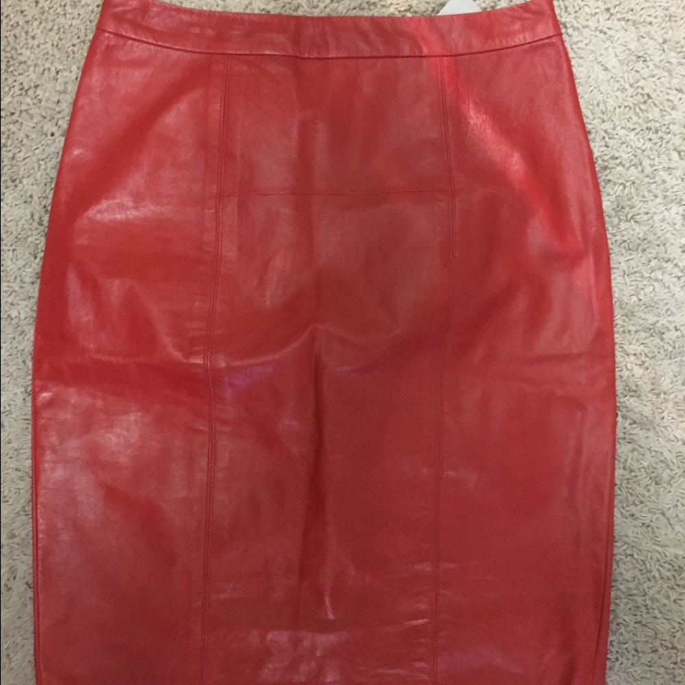 Cherry Red leather Alice + Olivia skirt