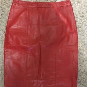 Cherry Red leather Alice + Olivia skirt