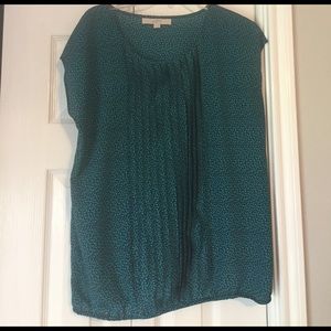 LOFT blouse teal & blue paisley print size M