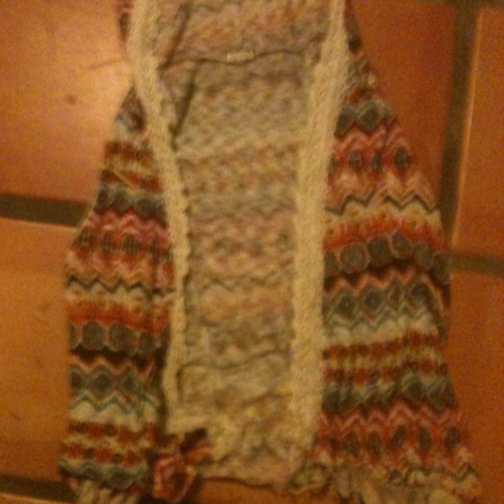 Tribal print hooded cardigan