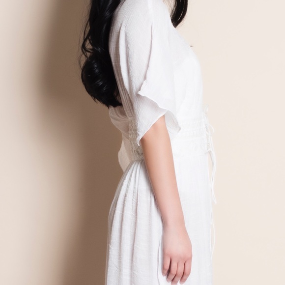 xx White Kimono Cut Out Waist Cover Up Duster - Picture 3 of 6