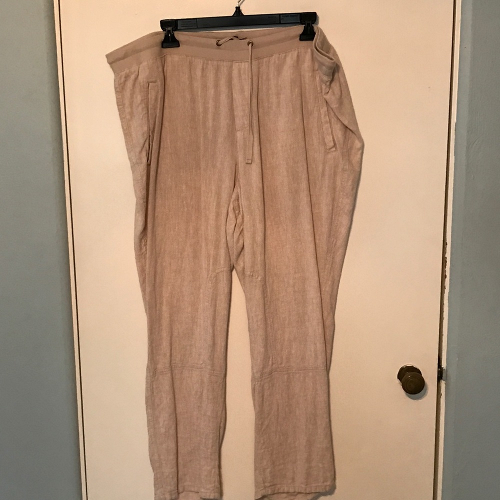 Tan Linen cropped pants XL