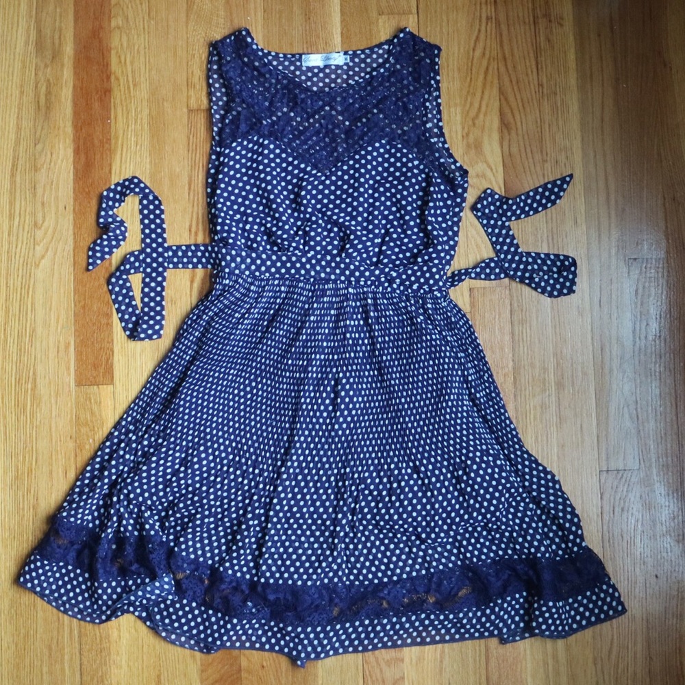 Modcloth blue polka dot lace dress