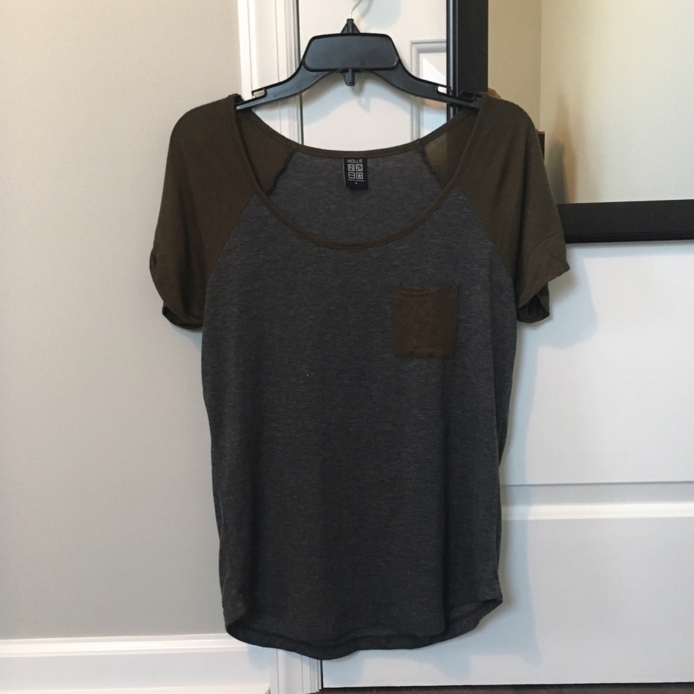 green and grey tee