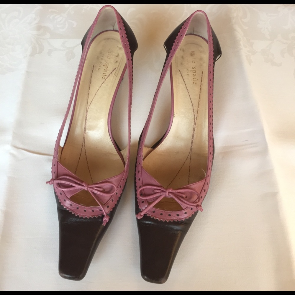 Kate Spade 2in brown/pink pumps