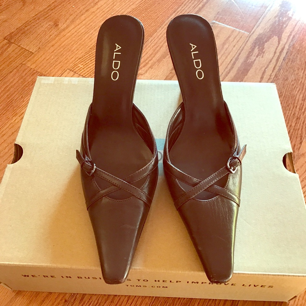 Aldo brown stiletto open shoes