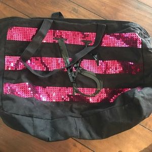 Black and pink sequined bag