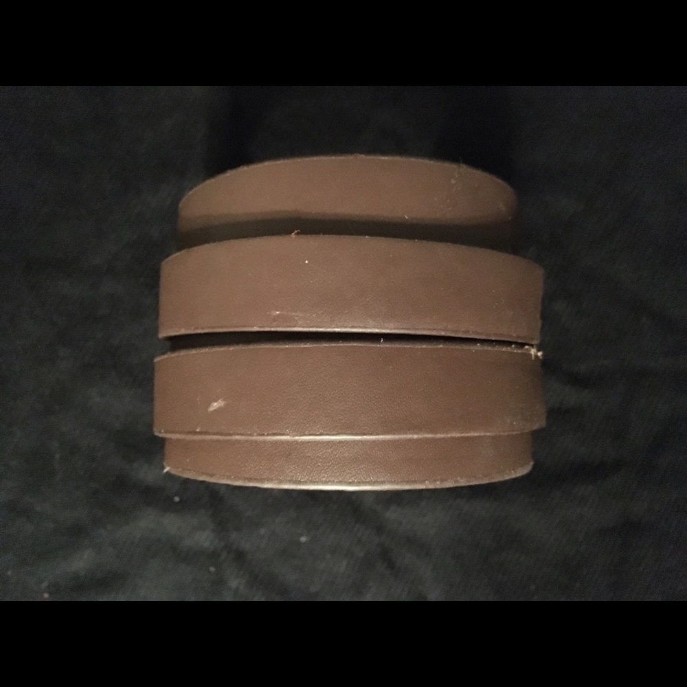 Brown Leather-like Double Cuff Bracelet