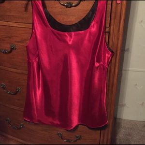 Red silky tank