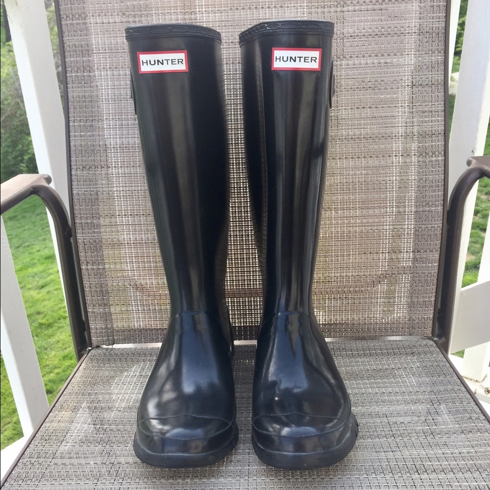 Tall Glossy Hunter Boots "wide calf"