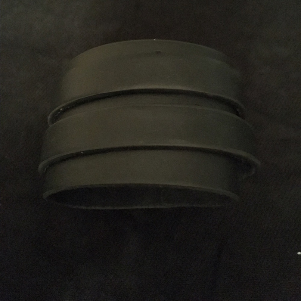 Black Leather-like Double Strap Cuff Bracelet