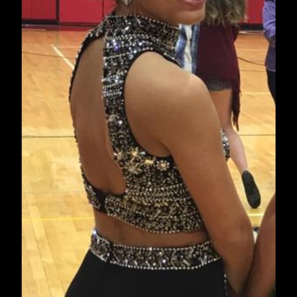 Black two piece Sherri hill prom dress - Picture 3 of 4