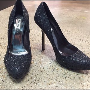 Miu Miu Black Glitter Pumps