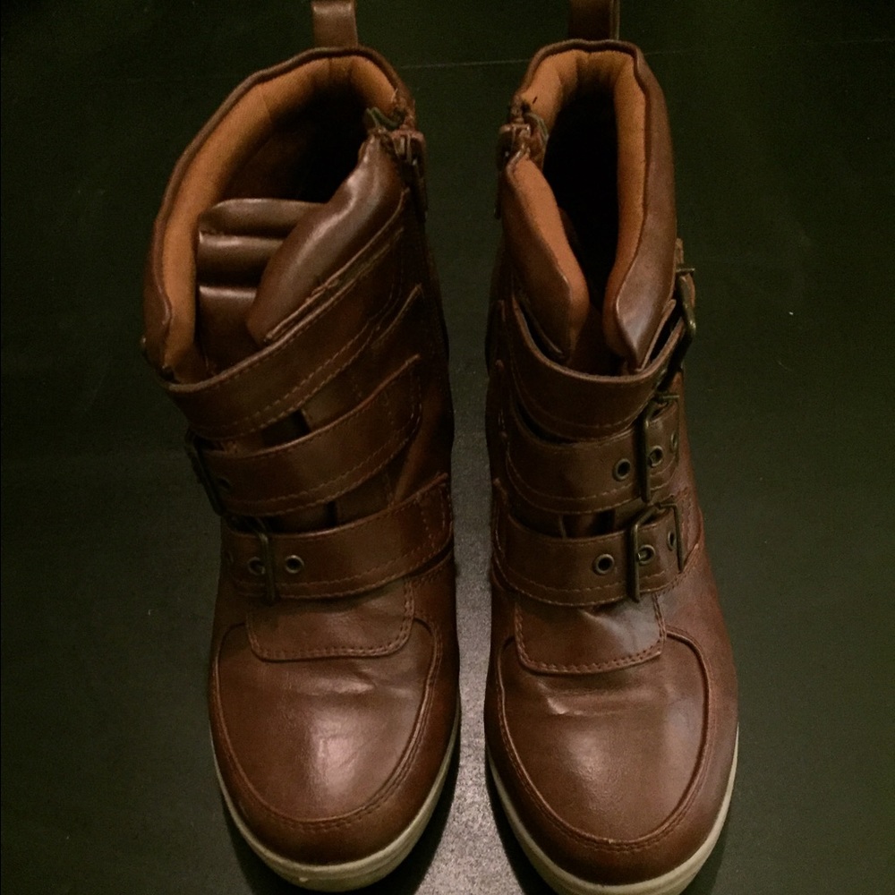 Wedge sneakers - cognac