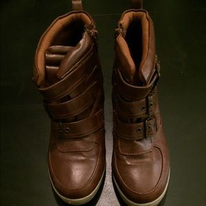 Wedge sneakers - cognac