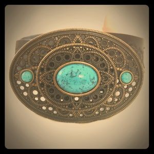 Fossil Belt-Black Leather-Turquoise Buckle