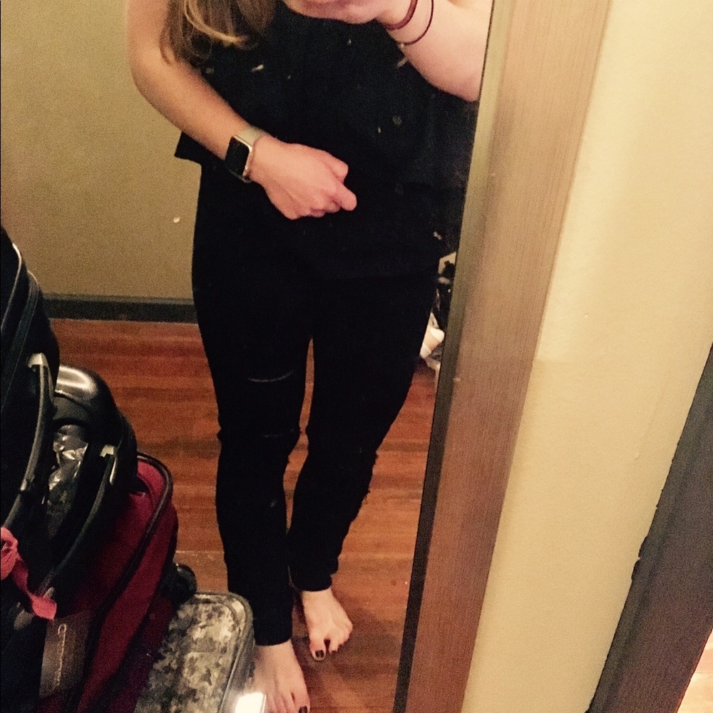 Paige black ripped jeans size 26.
