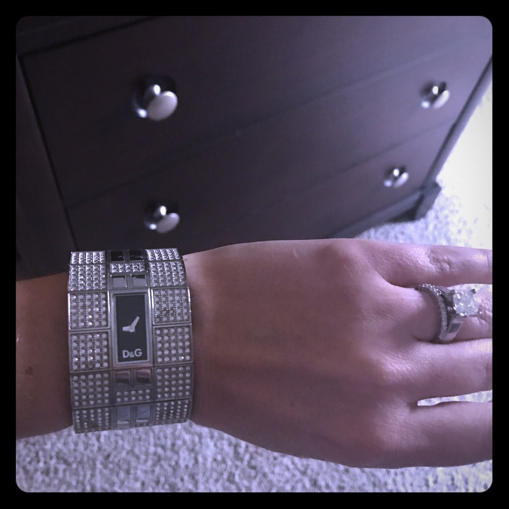 Sold!Dolce and Gabana silver watch -Swarovski crys