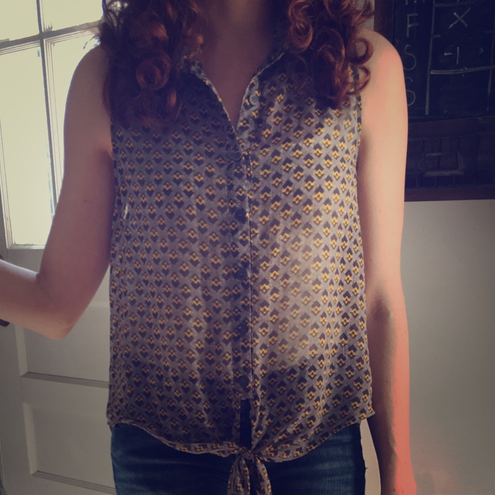 Sheer button down tank