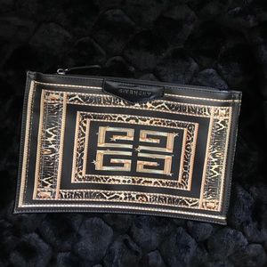 Unisex fashion logo print large zip pouch clutch