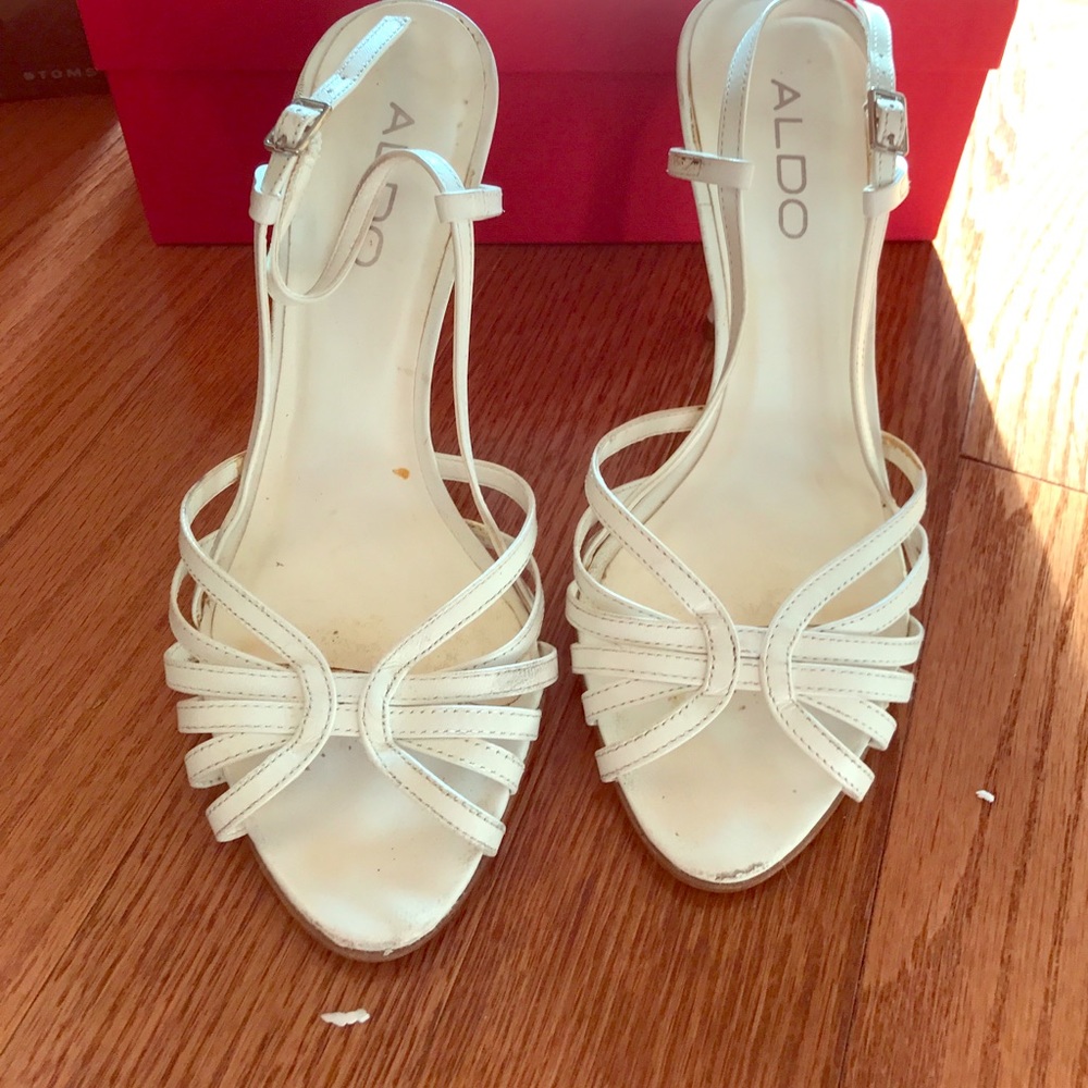 Aldo open toes white stilettos