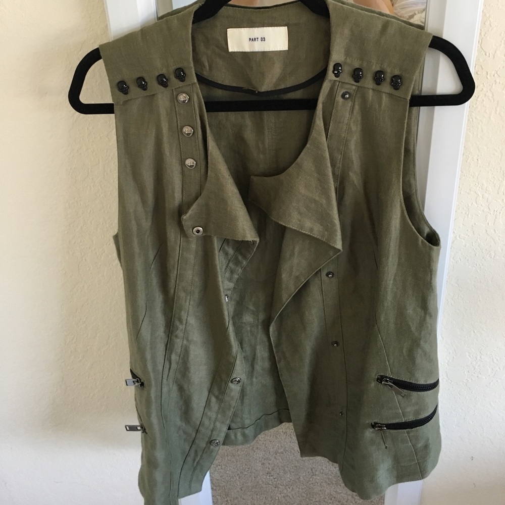 Utility Style Vest with Skulls and Zippers
