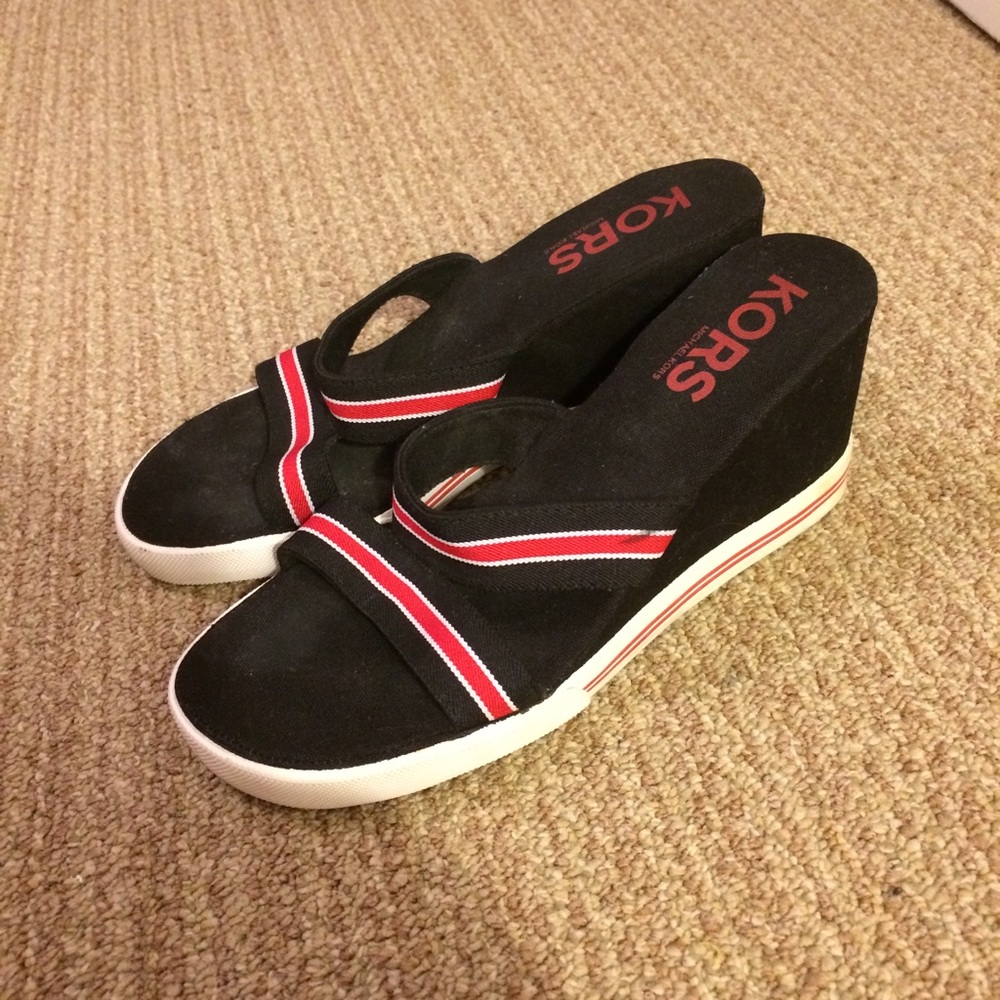 Michael Kors Canvas Wedge Sandals