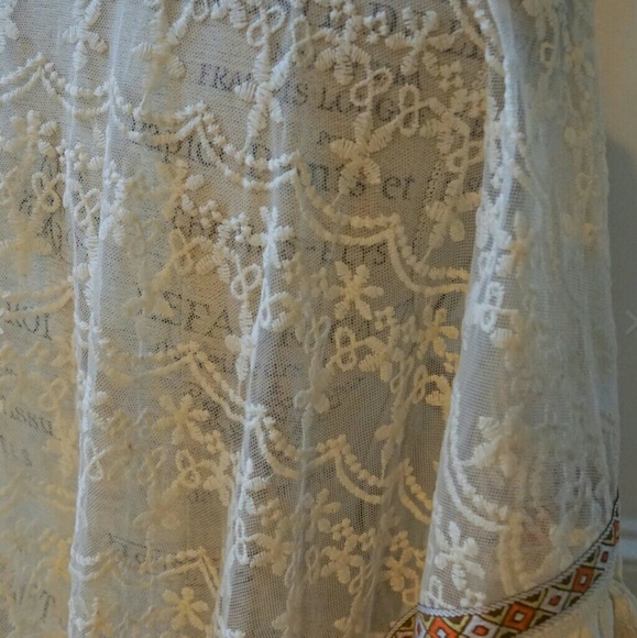 Long lace fringe wrap duster kimono cardigan - Picture 6 of 8