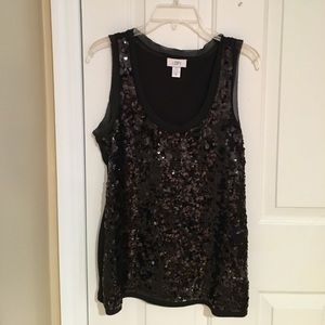 Loft Black Sequin Top size M